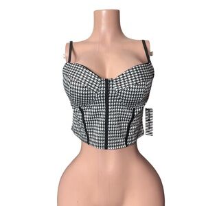 Houndstooth Bustier Top